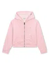 Sonia Rykiel Enfant Rhinestones-logo Velvet Hoodie In Pink