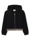 Sonia Rykiel Enfant Striped Detail Zipped Hoodie In Black