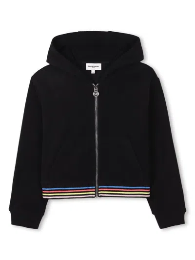 Sonia Rykiel Enfant Kids' Striped Detail Zipped Hoodie In Black
