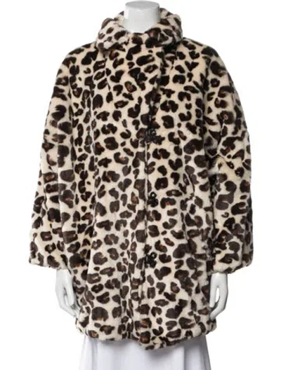 Pre-owned Sonia Rykiel Faux Fur Animal Print Faux Fur Coat In Neutral