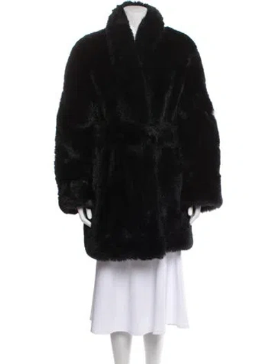 Pre-owned Sonia Rykiel Faux Fur Coat In Black