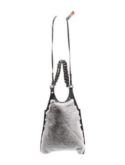 Pre-owned Sonia Rykiel Faux Fur Shoulder Bag In Black/grey