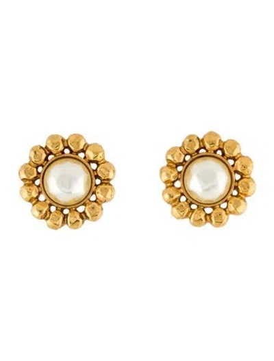 Pre-owned Sonia Rykiel Faux Pearl Clip-on Earrings In Multi