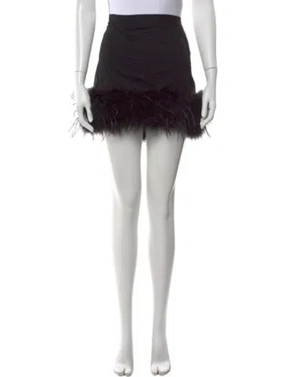 Pre-owned Sonia Rykiel Feather Trim Mini Skirt In Black