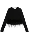 Sonia Rykiel Feather-trim Top In Schwarz
