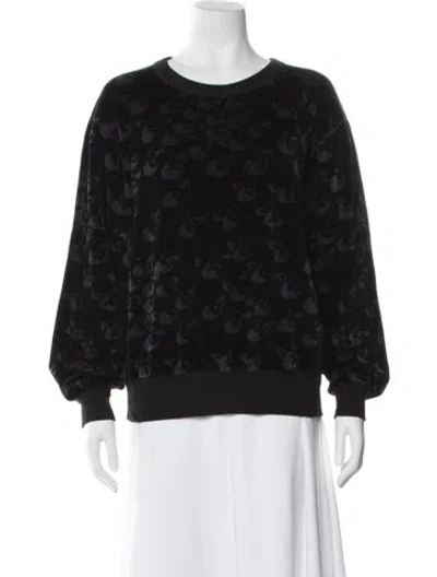 Pre-owned Sonia Rykiel Floral Print Crew Neck Sweater In Black