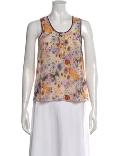 Pre-owned Sonia Rykiel Floral Print Crew Neck Top In Neutral