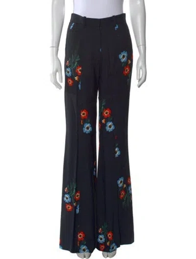 Pre-owned Sonia Rykiel Floral Print Flared Pants In Black