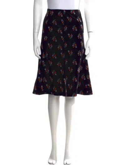 Pre-owned Sonia Rykiel Floral Print Knee-length Skirt W/ Tags In Black
