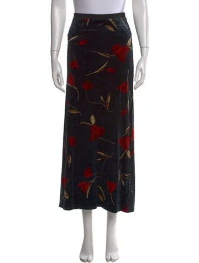 Pre-owned Sonia Rykiel Floral Print Long Skirt In Black