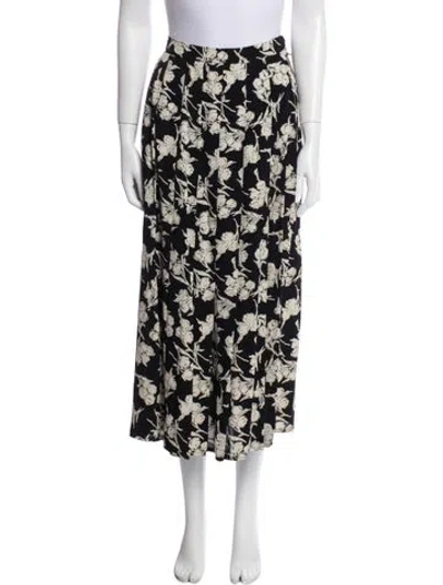 Pre-owned Sonia Rykiel Floral Print Midi Length Skirt In Black