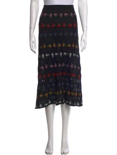 Pre-owned Sonia Rykiel Floral Print Midi Length Skirt In Black
