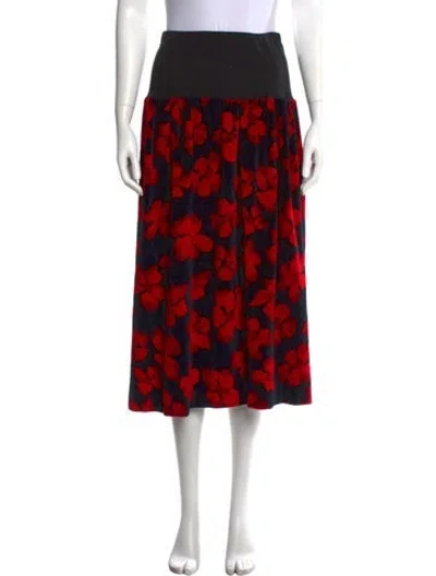 Pre-owned Sonia Rykiel Floral Print Midi Length Skirt In Red