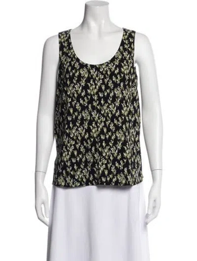 Pre-owned Sonia Rykiel Floral Print Scoop Neck Top In Black