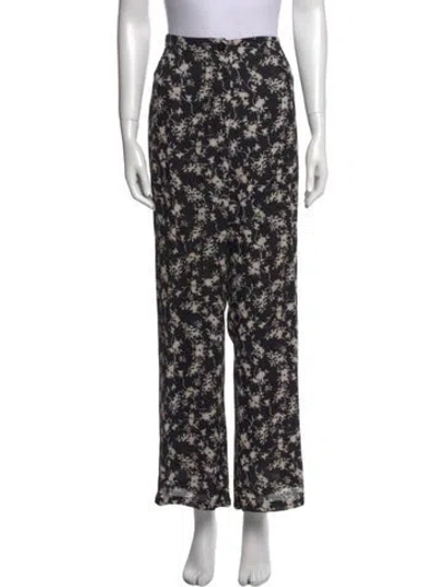 Pre-owned Sonia Rykiel Floral Print Wide Leg Pants In Black
