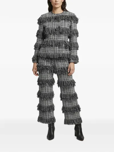 Pre-owned Sonia Rykiel Fringed Tweed Suit In Black