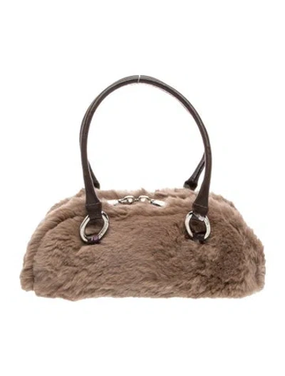 Pre-owned Sonia Rykiel Fur Top Handle Bag In Neutral