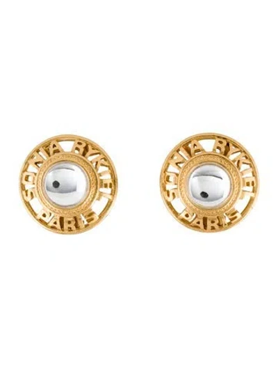 Pre-owned Sonia Rykiel Glass Logo Clip-on Earrings In Transparent