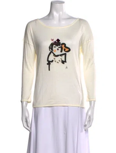 Pre-owned Sonia Rykiel Graphic Print Bateau Neckline T-shirt In Neutral