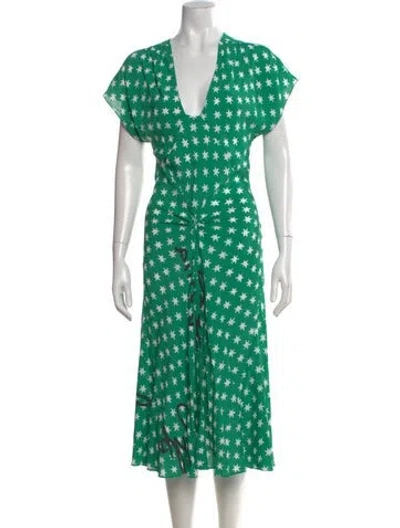 Pre-owned Sonia Rykiel Graphic Print Midi Length Dress In Green