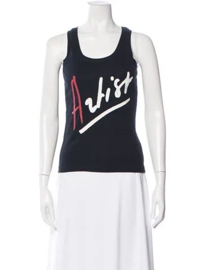 Pre-owned Sonia Rykiel Graphic Print Scoop Neck Top In Blue