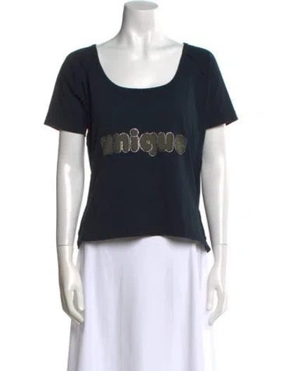 Pre-owned Sonia Rykiel Graphic Print Scoop Neck T-shirt In Black