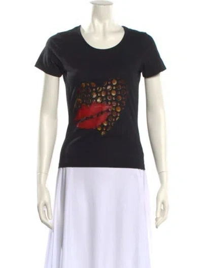 Pre-owned Sonia Rykiel Graphic Print Scoop Neck T-shirt In Black
