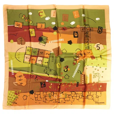 Pre-owned Sonia Rykiel Green Orange Silk Scarf