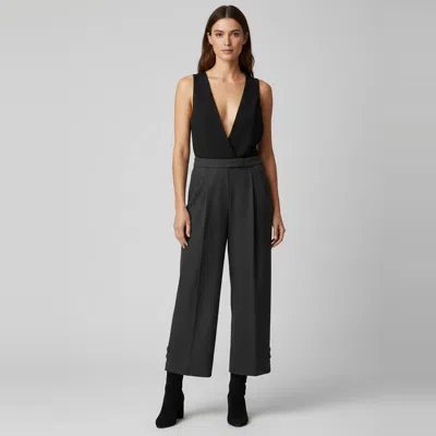 Pre-owned Sonia Rykiel Grey/black Wool Blend And Sateen Sleeveless Jumpsuit M