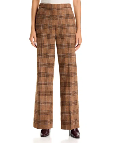 Sonia Rykiel High Waisted Straight Bootcut Pants In Brown Multi