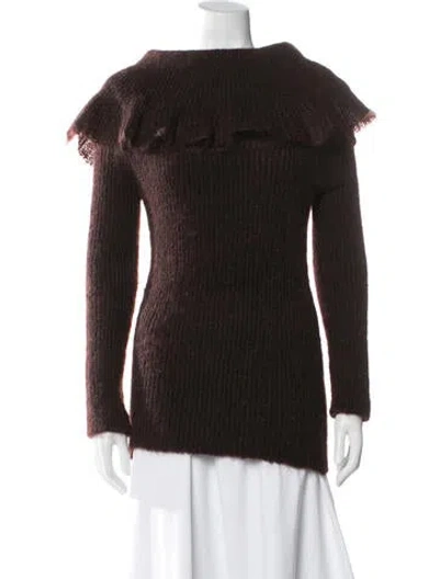 Pre-owned Sonia Rykiel Kid Mohair Off-the-shoulder Sweater In Brown