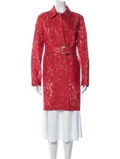 Pre-owned Sonia Rykiel Lace Pattern Coat In Red