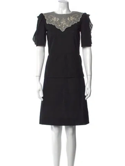 Pre-owned Sonia Rykiel Lace Pattern Knee-length Dress In Black