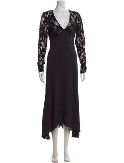 Pre-owned Sonia Rykiel Lace Pattern Long Dress In Black
