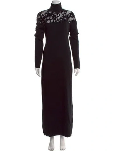 Pre-owned Sonia Rykiel Lace Pattern Long Dress In Black