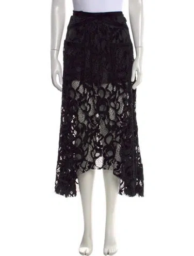 Pre-owned Sonia Rykiel Lace Pattern Midi Length Skirt In Black