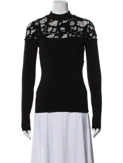 Pre-owned Sonia Rykiel Lace Pattern Mock Neck Sweater In Black