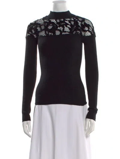 Pre-owned Sonia Rykiel Lace Pattern Mock Neck Top W/ Tags In Black