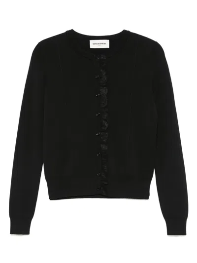 Sonia Rykiel Lace-trim Cardigan In Black