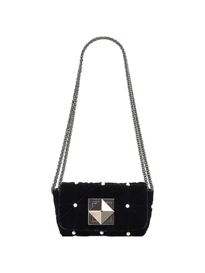 Sonia Rykiel Le Copain Velvet And Pearl Mini Bag In Black