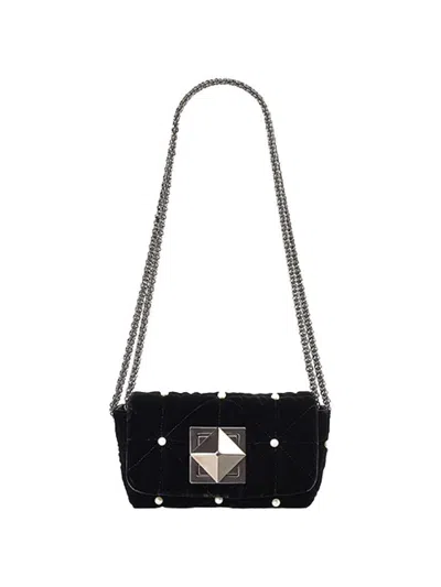 Sonia Rykiel Le Copain Velvet And Pearl Mini Bag In Black