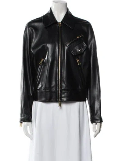Pre-owned Sonia Rykiel Leather Biker Jacket In Black