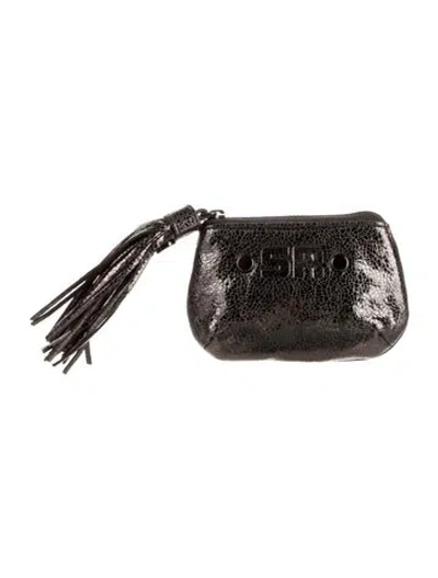 Pre-owned Sonia Rykiel Leather Coin Pouch In Silver