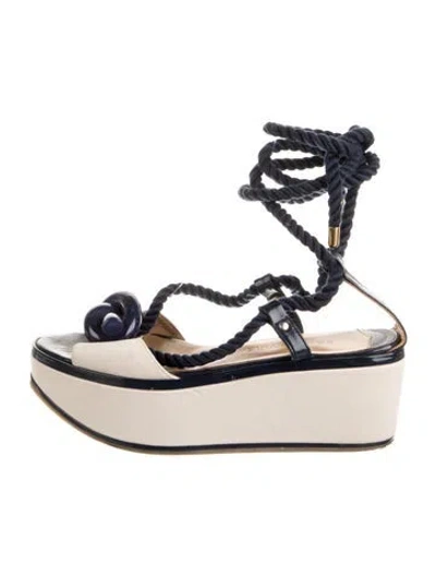 Pre-owned Sonia Rykiel Leather Colorblock Pattern Gladiator Sandals In Neutrals