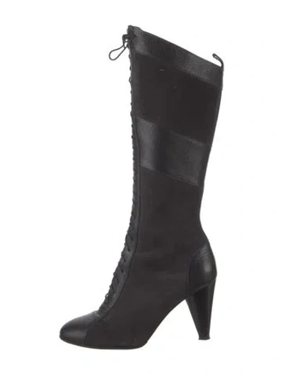 Pre-owned Sonia Rykiel Leather Lace-up Boots In Black
