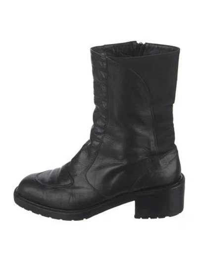 Pre-owned Sonia Rykiel Leather Moto Boots In Black
