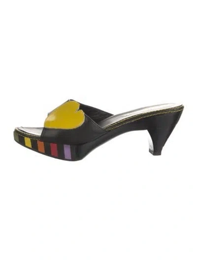 Pre-owned Sonia Rykiel Leather Striped Mules In Black