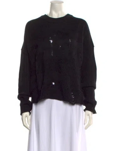 Pre-owned Sonia Rykiel Linen Crew Neck Sweater In Black