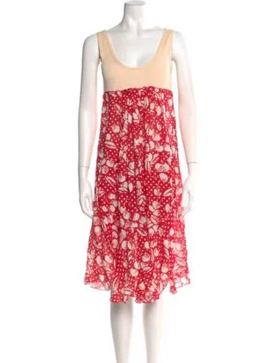 Pre-owned Sonia Rykiel Linen Midi Length Dress In Red