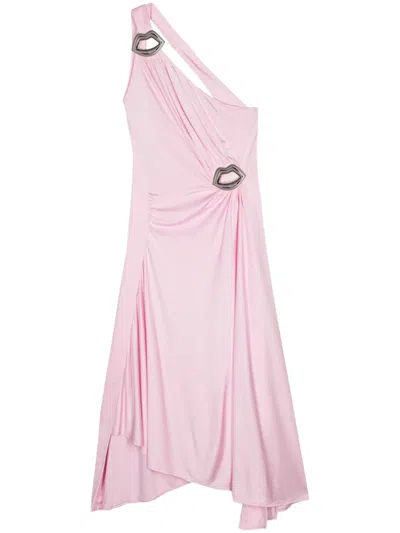 Sonia Rykiel Lips-motif Asymmetric Midi Dress In Pink